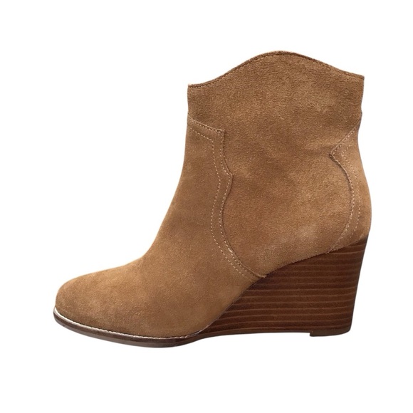 Andre Assous Sally Cognac Suede Wedge Ankle Bootie Size 8M - Picture 4 of 10